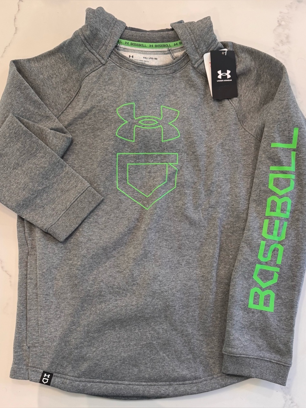 BNWT Under Armour Boys' Baseball Graphic Hoodie  Sweatshirt - Gray
